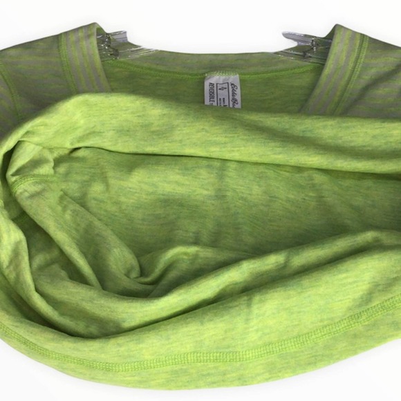 Eddie Bauer | Neon Green Gray Reversible FreeDry Striped Space Dye Shirt M - Picture 4 of 10